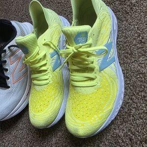 New Balance Neon Yellow and Light Blue Sneakers